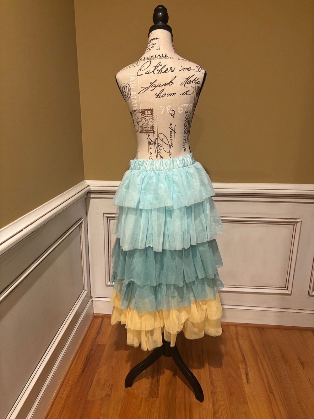 Disney Tiana Tiered Ruffle Maxi Skirt - Light Blue & Pale Yellow - Picture 3 of 4
